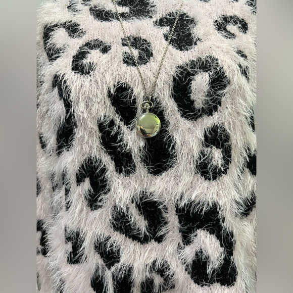 Wild Fable fuzzy angora style pink sweater black animal print medium NWT new M - Picture 2 of 10